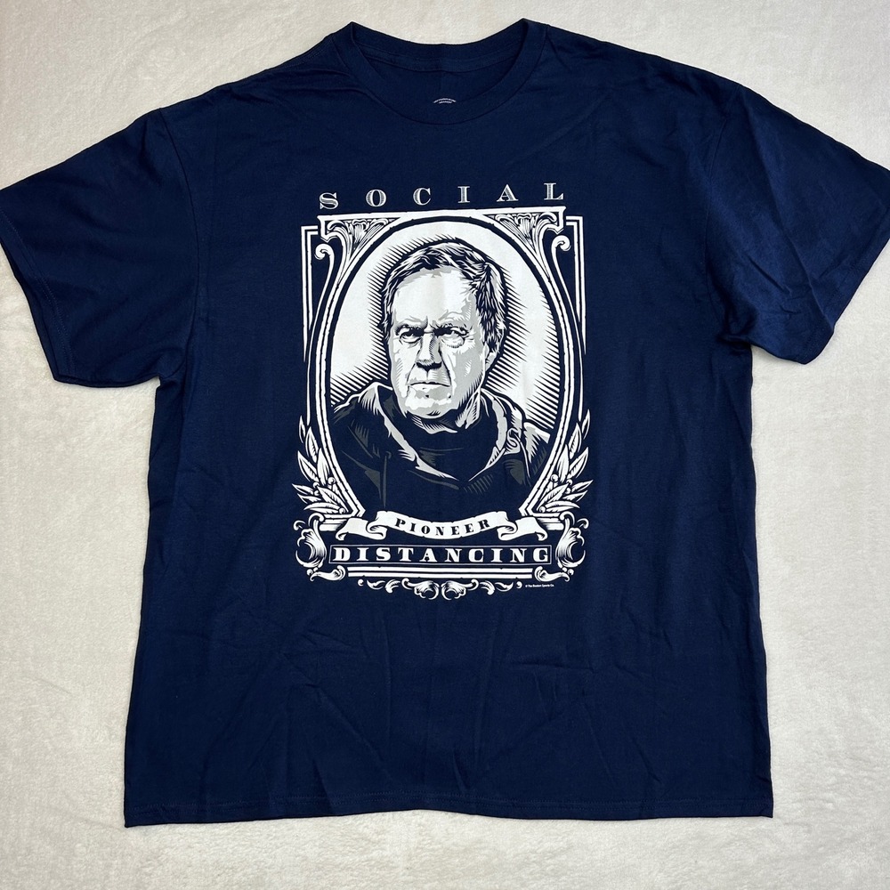 Boston Sports Apparel Co Bill Belichick Social Distancing Pioneer Shirt Navy XL‎